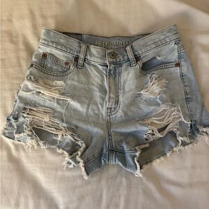American Eagle Outfitters Light Wash Distressed Denim Cutoff Shorts